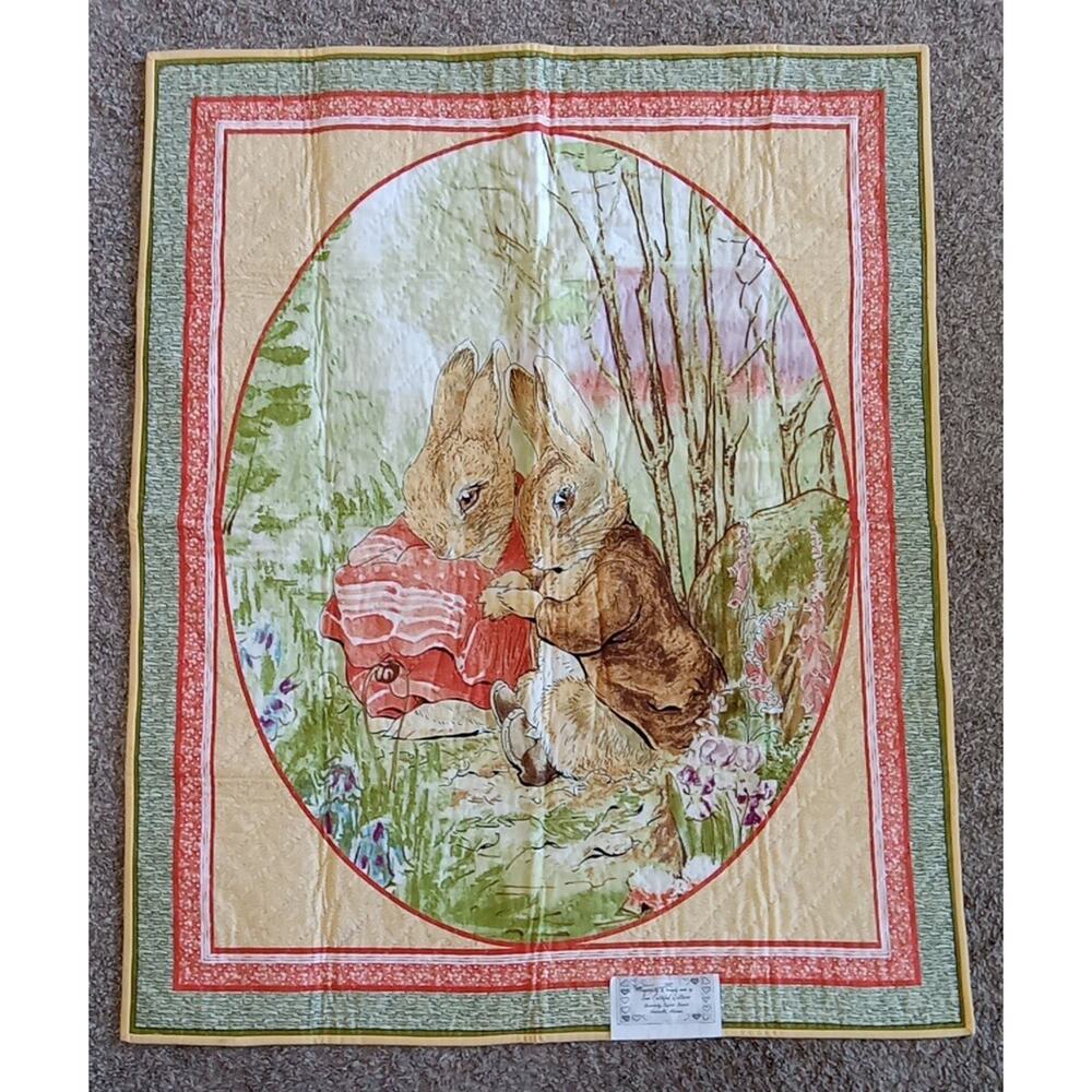 Vintage Beatrix Potter Peter Rabbit Crib Baby Blanket Quilt Handmade New 33x41